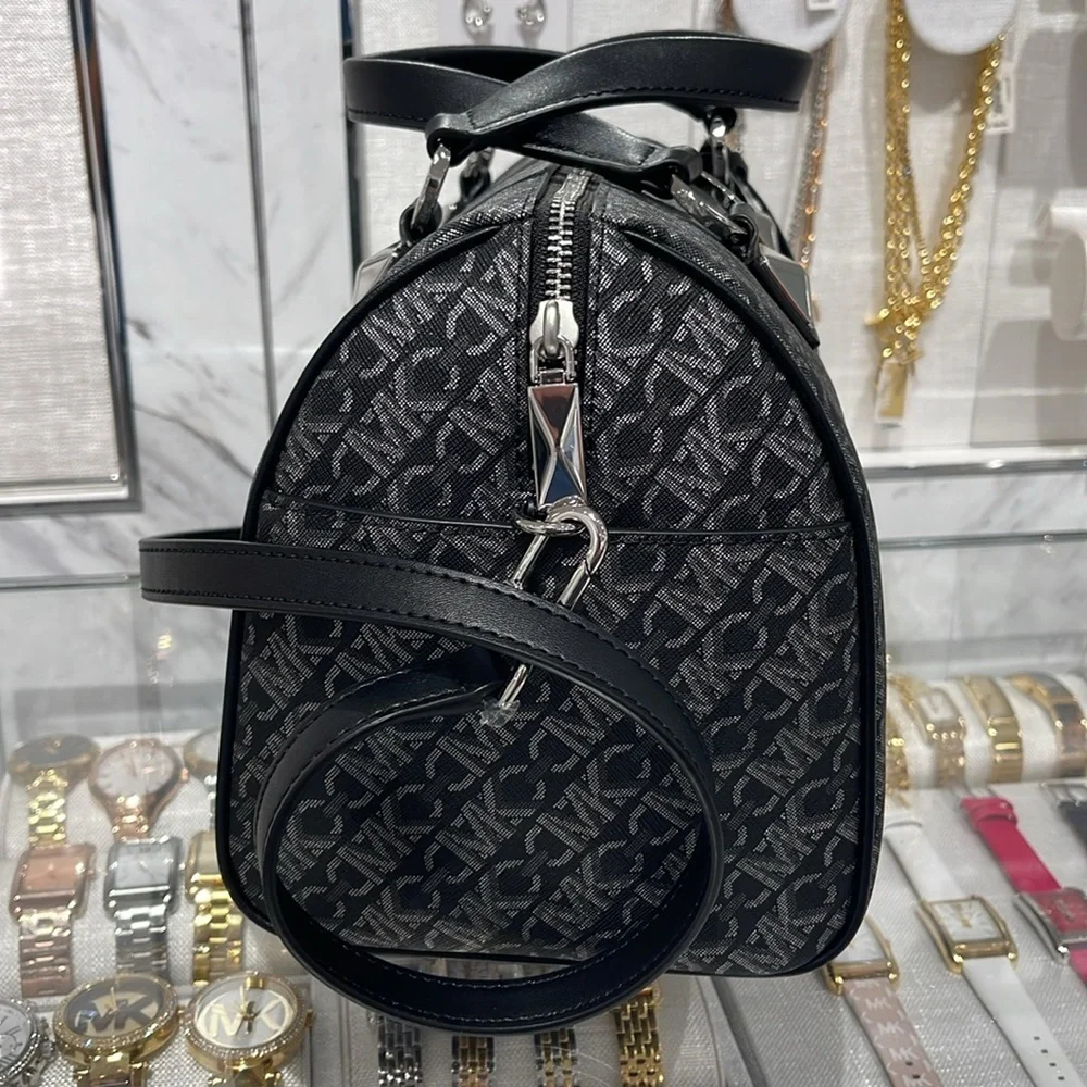 MICHAEL KORS Grayson Medium Metallic Empire Monogram Satchel NWT